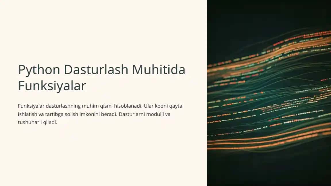 Python Dasturlash Muhitida Funksiyalar