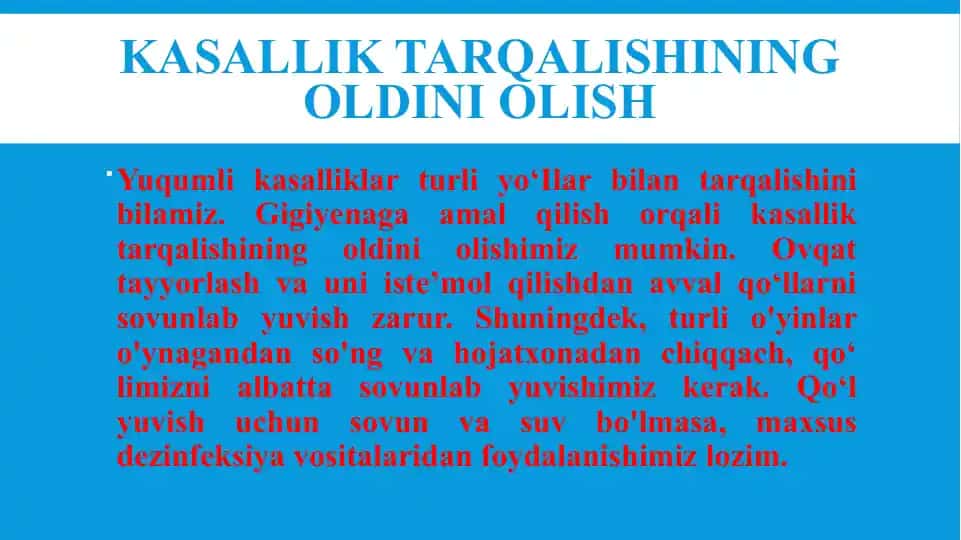 Yuqumlikasallikning oldini olish