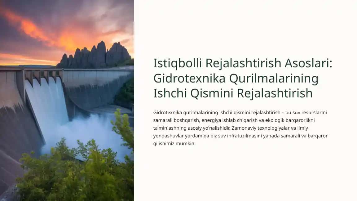 Gidrotexnika Qurilmalarining Ishchi Qismini Rejalashtirish