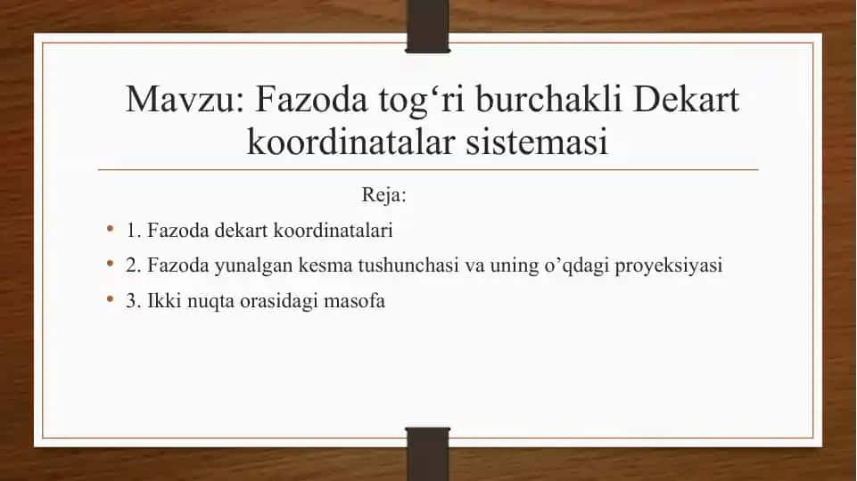FazodatogʻriburchakliDekartkoordinatalarsistemasi