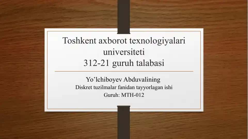 Diskret tuzilmalar fanidan ta'lim