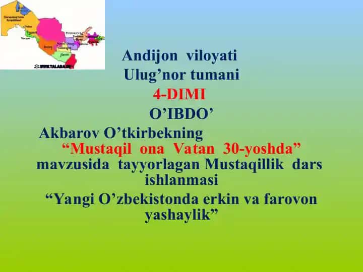 Mustaqil ona Vatan 30-yoshda