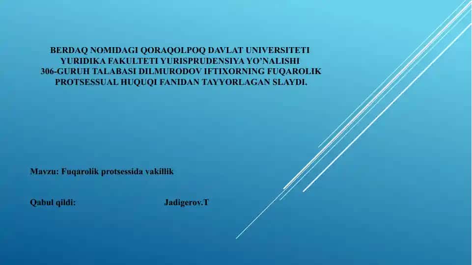 Fuqarolik Protsessi va Vakillik