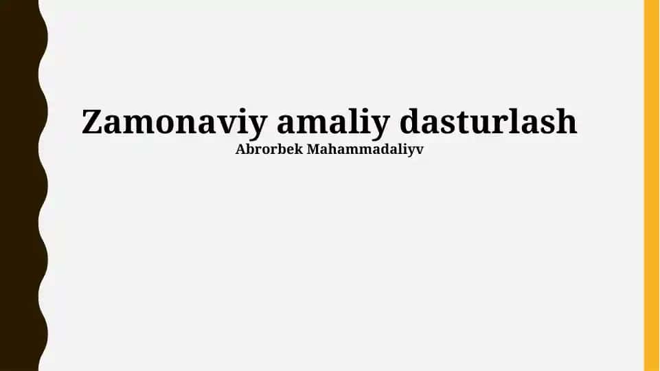 Zamonaviy amaliy dasturlash
