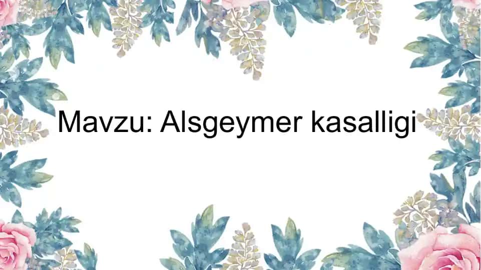 Alsgeymer kasalligi