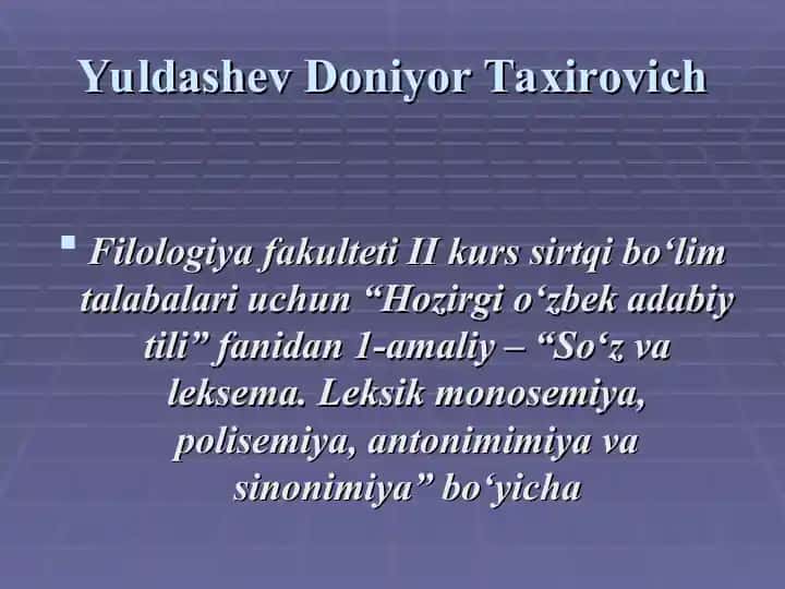 "Hozirgi o‘zbek adabiy tili" amaliy