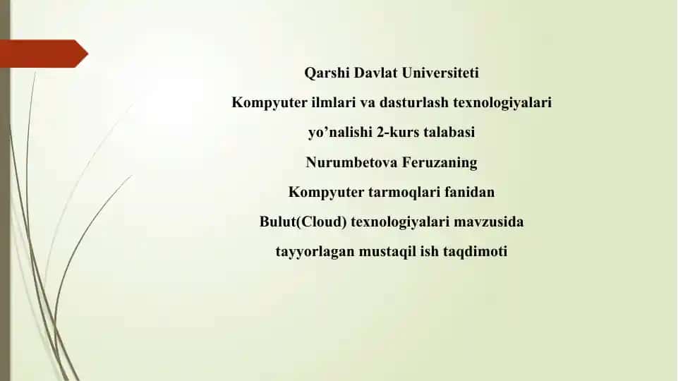 Bulut(texnologiyalar) taqdimoti