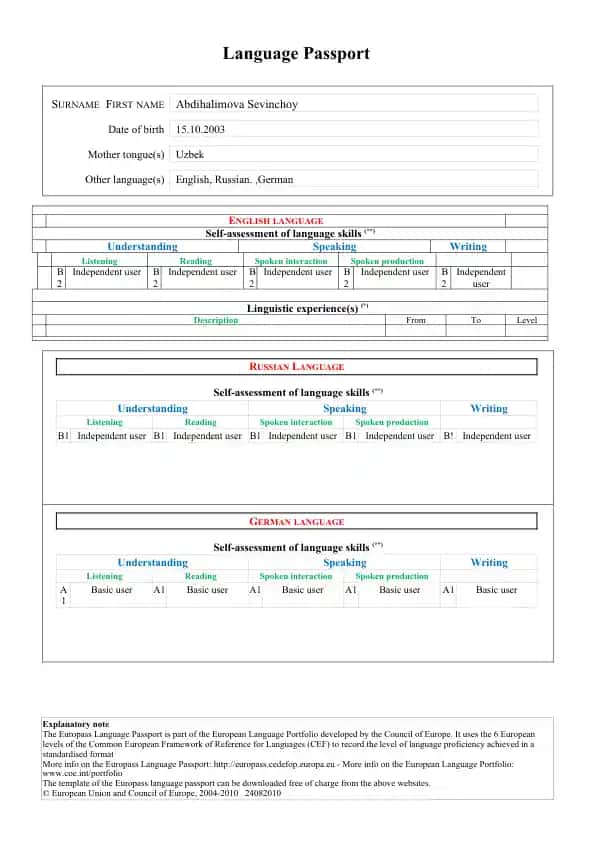 Language Passport