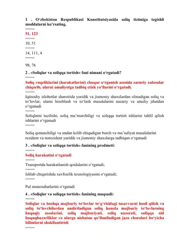 Soliqlar va soliqqa tortish