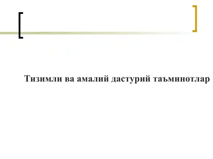 Тизимли ва амалий дастурий таъминотлар