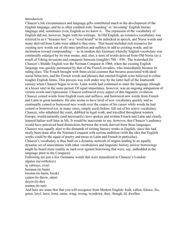 Chaucer va Middle English