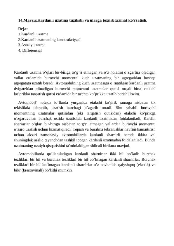 Kardanli uzatmalar
