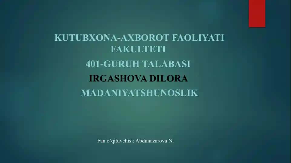 Kutubxona-axborotfaoliyati fakulteti
