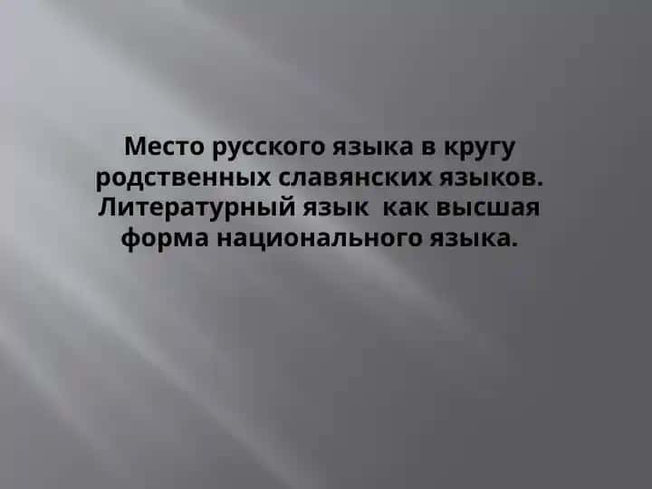 Место русского языка в кругу родственных славянских языков