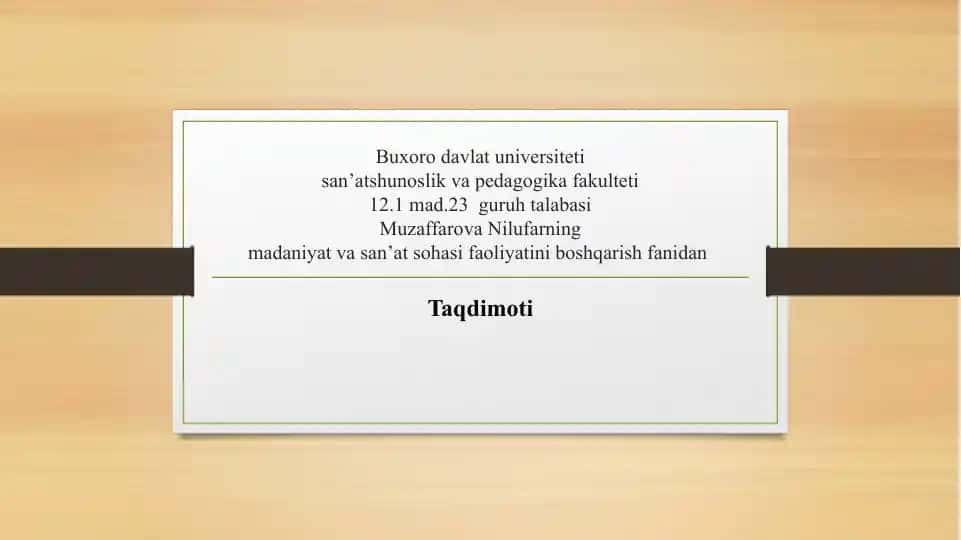 Madaniyat va san'at terminlarining mohiyati