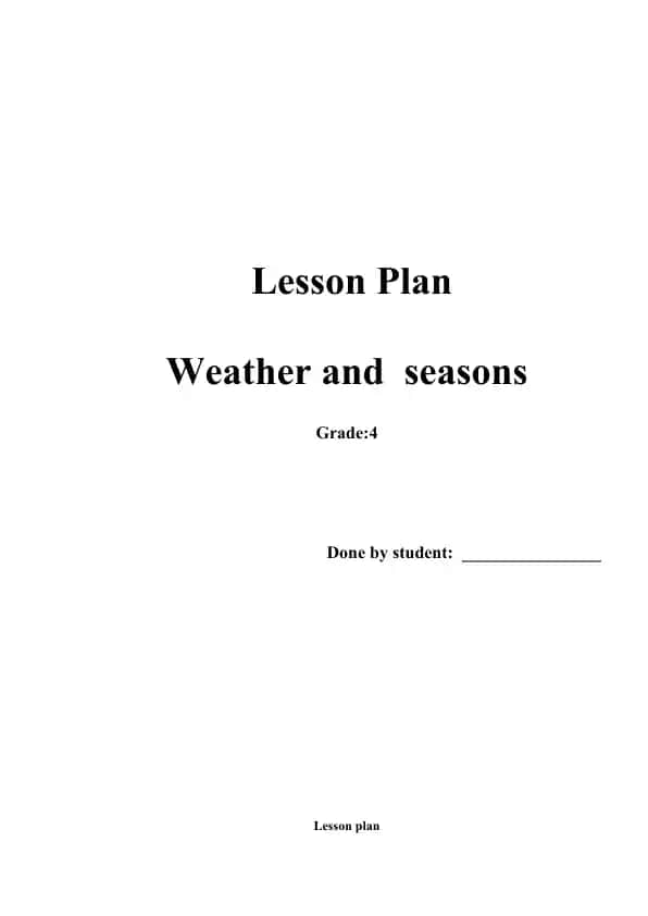 Lesson Plan: Weather and Seasons for 4th Grade English Language