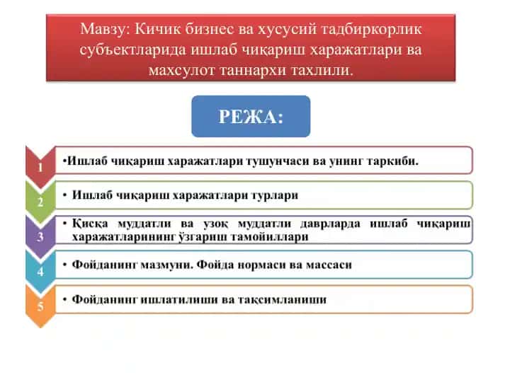 Ишлаб чиқариш харажатлари ва махсулот таннархи тахлили