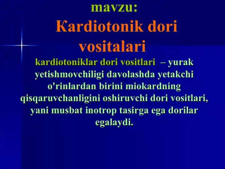 Кardiotonik dori vositalari