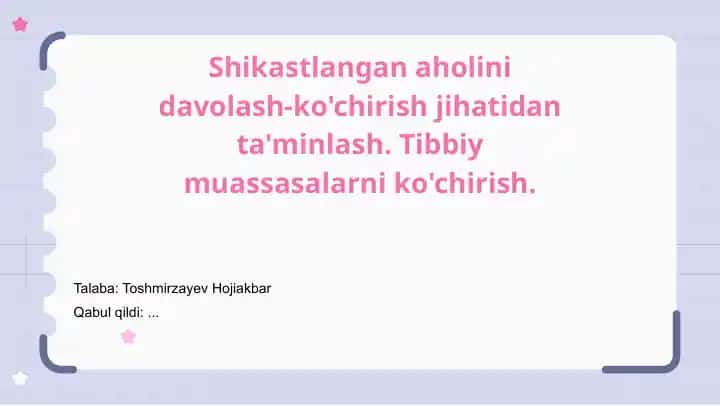 Shikastlangan aholini davolash-ko'chirish