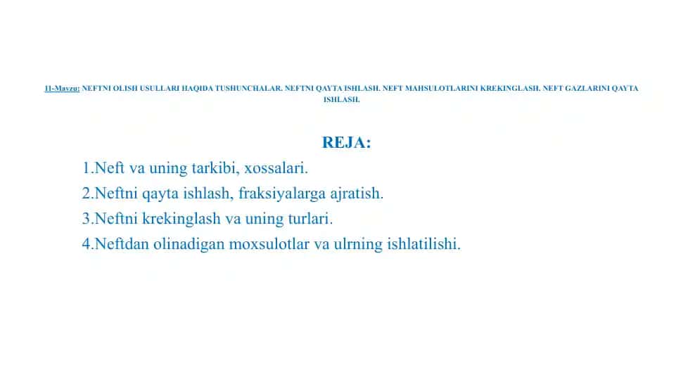 NEFTNI OLISH USULLARI