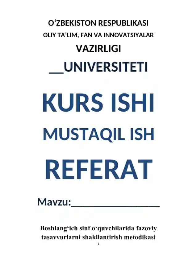 Boshlang‘ich sinf o‘quvchilarida fazoviy tasavvurlarni shakllantirish metodikasi