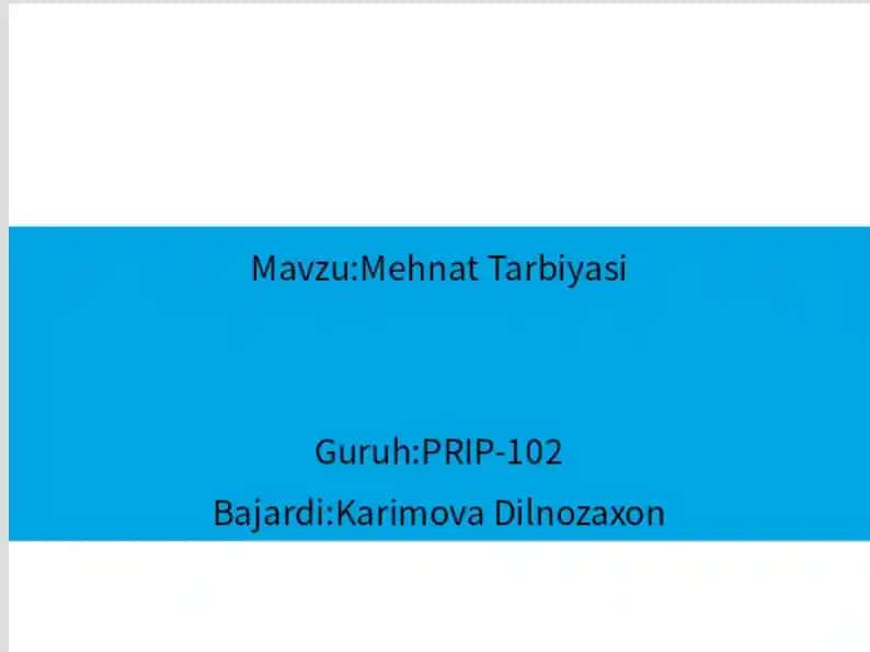 Mehnat Tarbiyasi