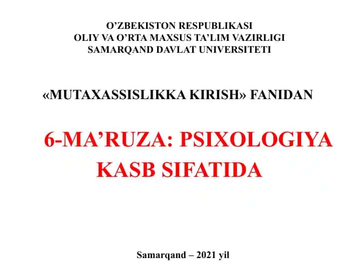 Psixologiya Kasb Sifatida