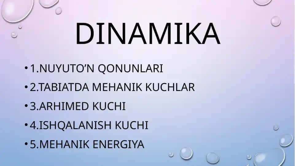 Dinamika qonunlari taqdimoti