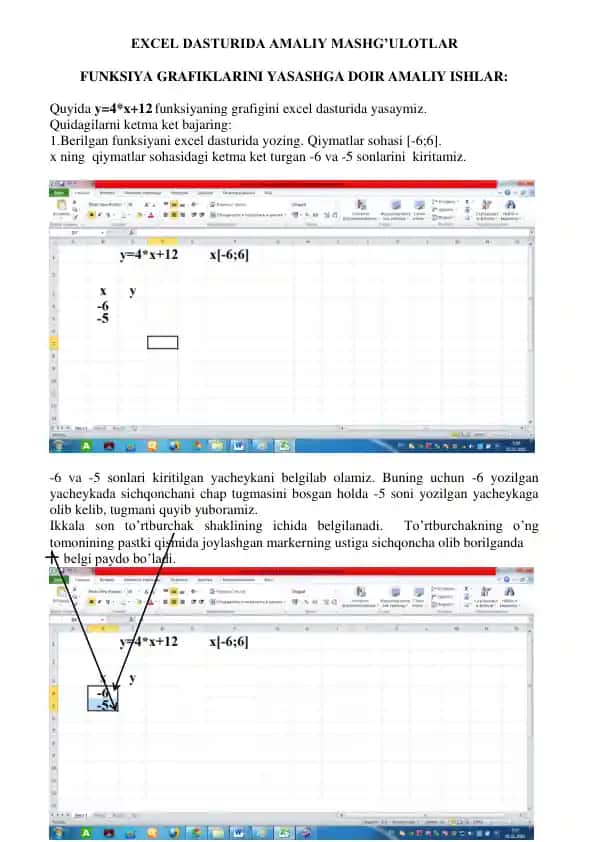 EXCEL DASTURIDA AMALIY MASHG’ULOTLAR