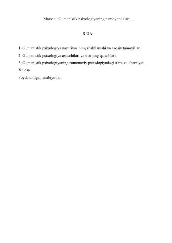 Gumanistik psixologiyaning namoyondalari