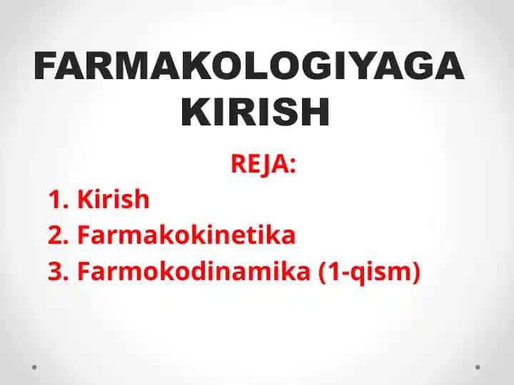FARMAKOLOGIYAGA KIRISH