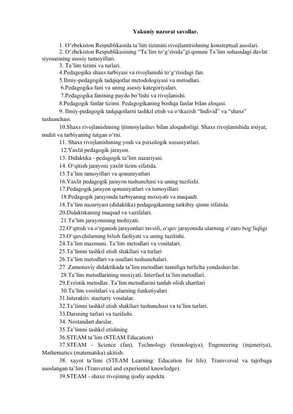 Pedagogika shaxs tarbiyasi va rivojlanishi