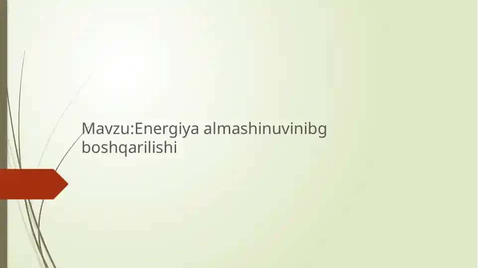 Energiya almashinuvi boshqarilishi