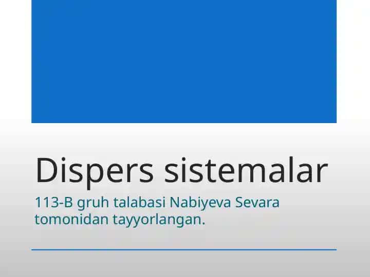 Dispers sistemalar