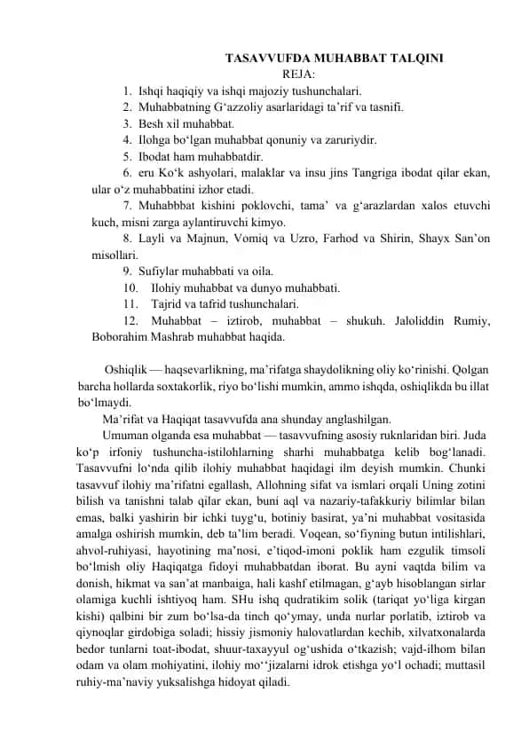 Tasavvufda Muhabbat Talqini