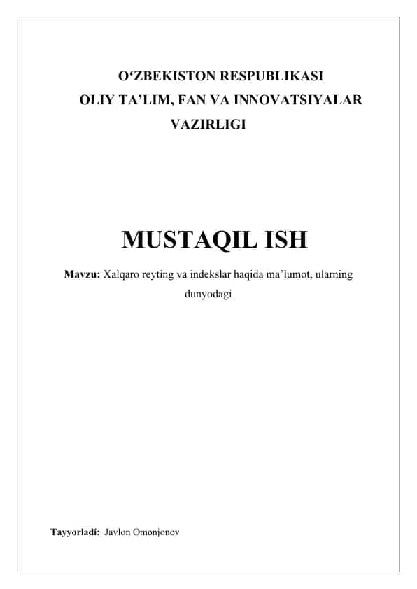 Xalqaro reytinglar va indekslar