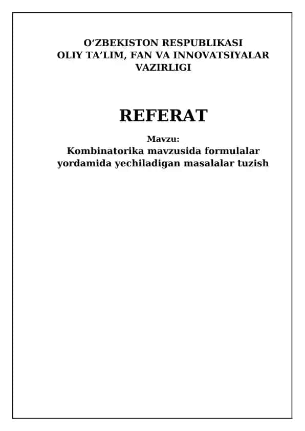 Kombinatorika formulalari va prinsiplari
