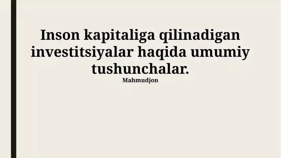 Inson kapitaliga investitsiyalar