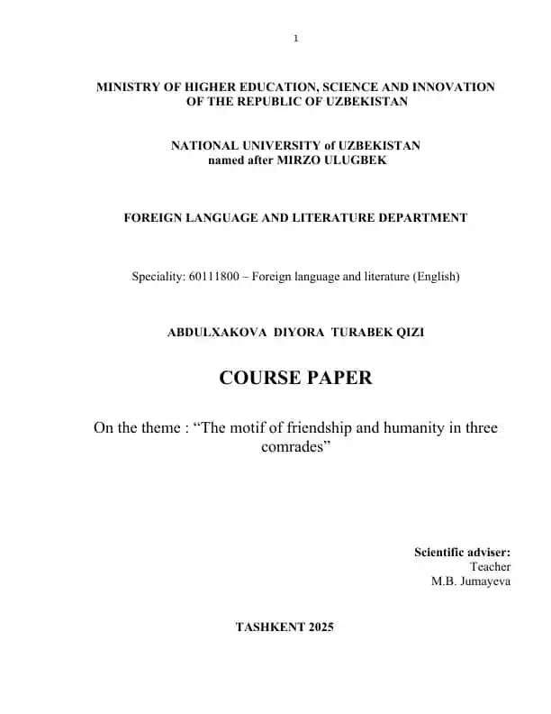 "The motif of friendship and humanity in Three Comrades"