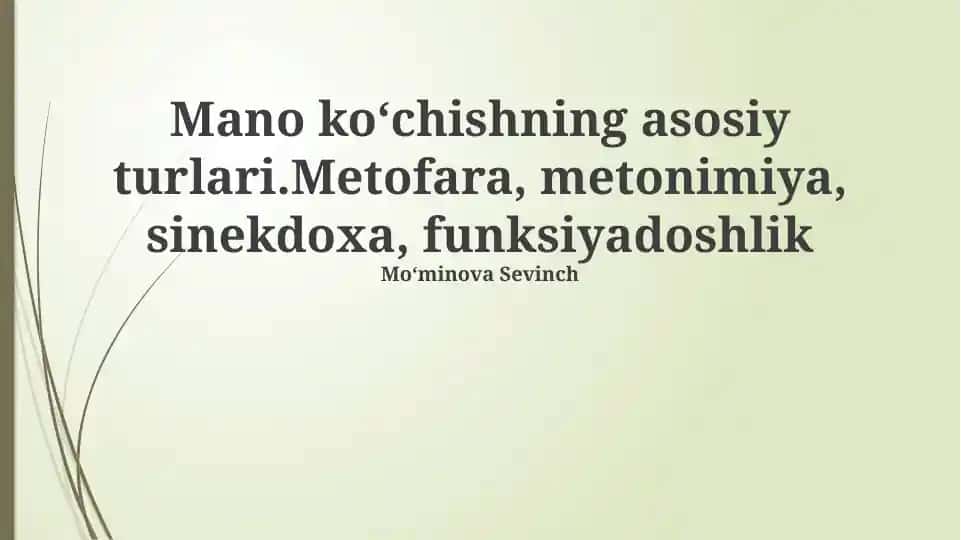 Tropning asosiy turlari
