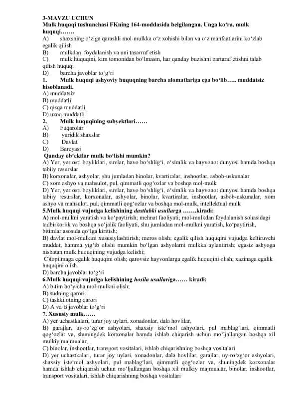 Mulk huquqi tushunchasi