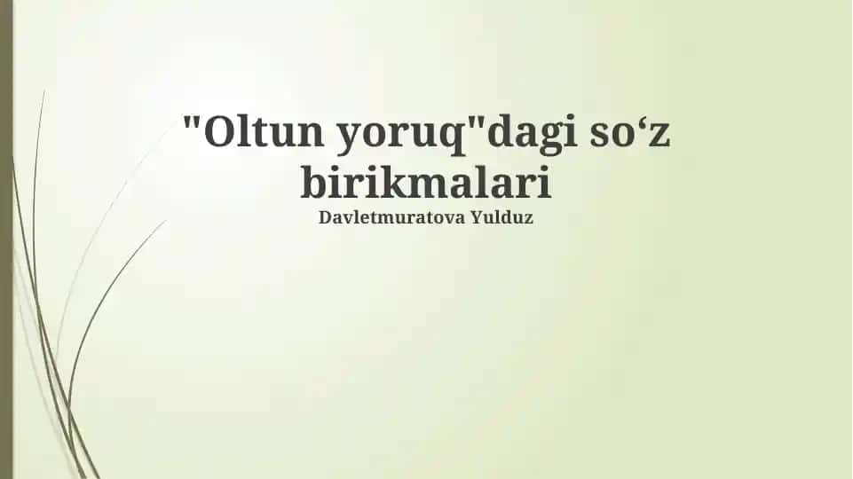 Oltin Yorug'dagi so'z birikmalari