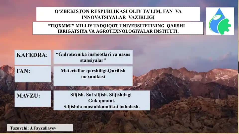Gidrotexnika inshootlari va nasos stansiyalari