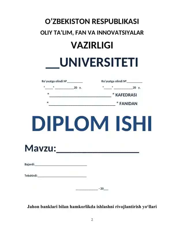 Jahon banklari bilan hamkorlikda ishlashni rivojlantirish yo‘llari