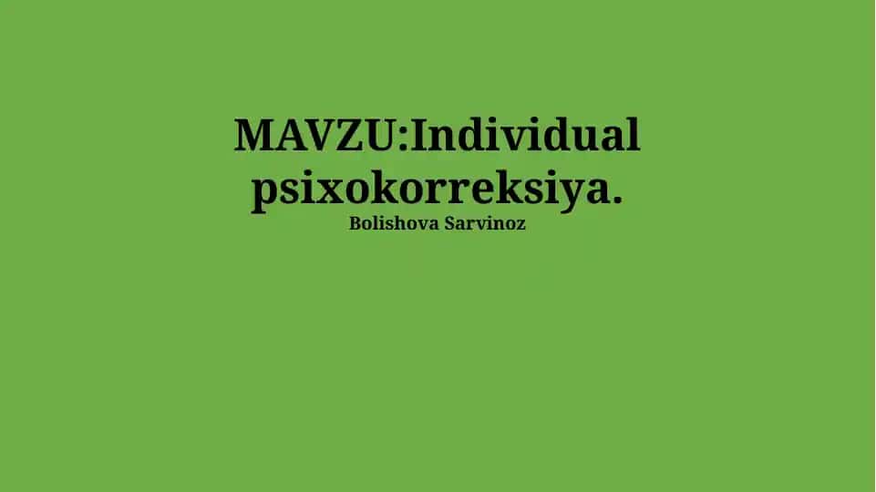 Individual psixokorreksiya