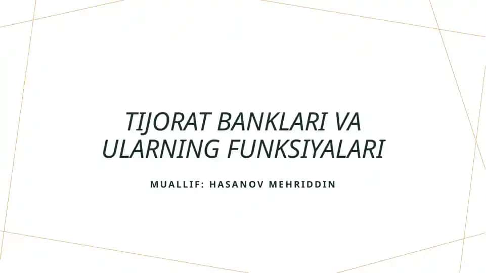 Tijorat banklari va ularning funksiyalari