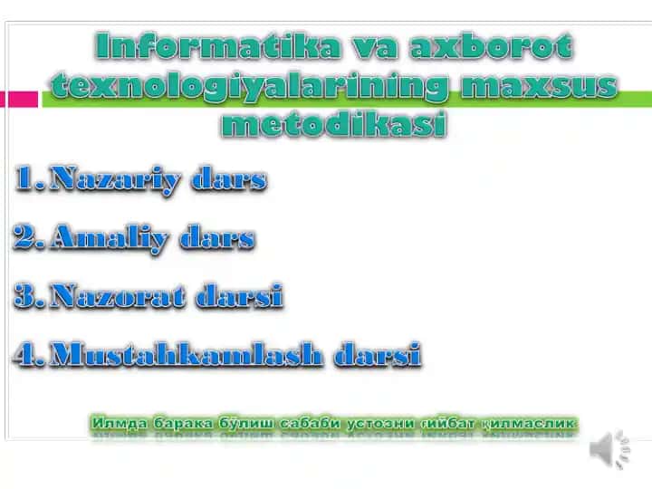 Informatsiya va axborot texnologiyalari metodikasi