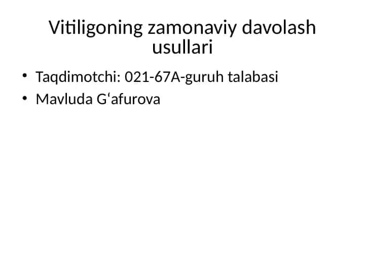Vitiligoning zamonaviy davolash usullari