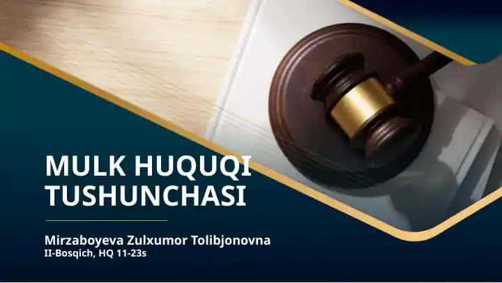 Mulk Huquqi Tushunchasi