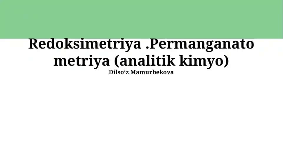 Redoksimetriya
